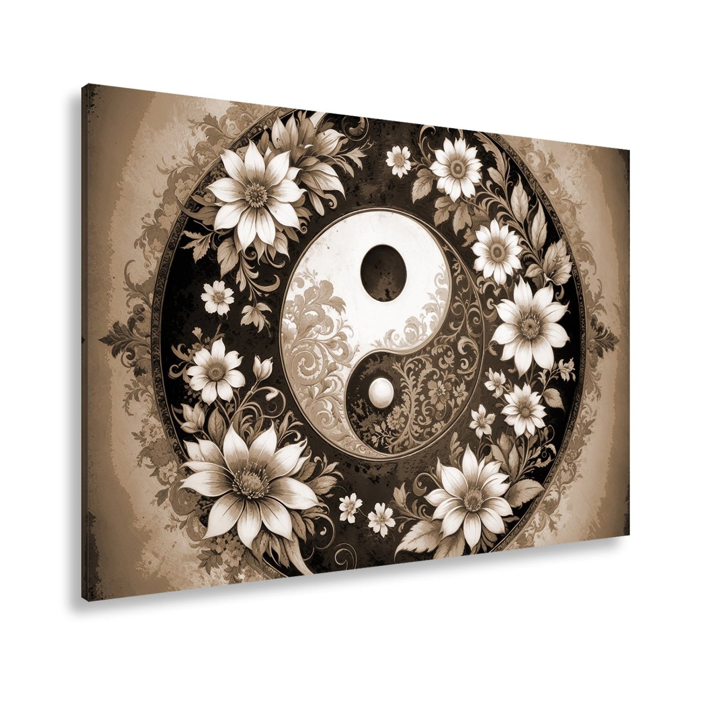 Leinwandbild Yin und Yang blühen in zarter floraler Harmonie - deyoli