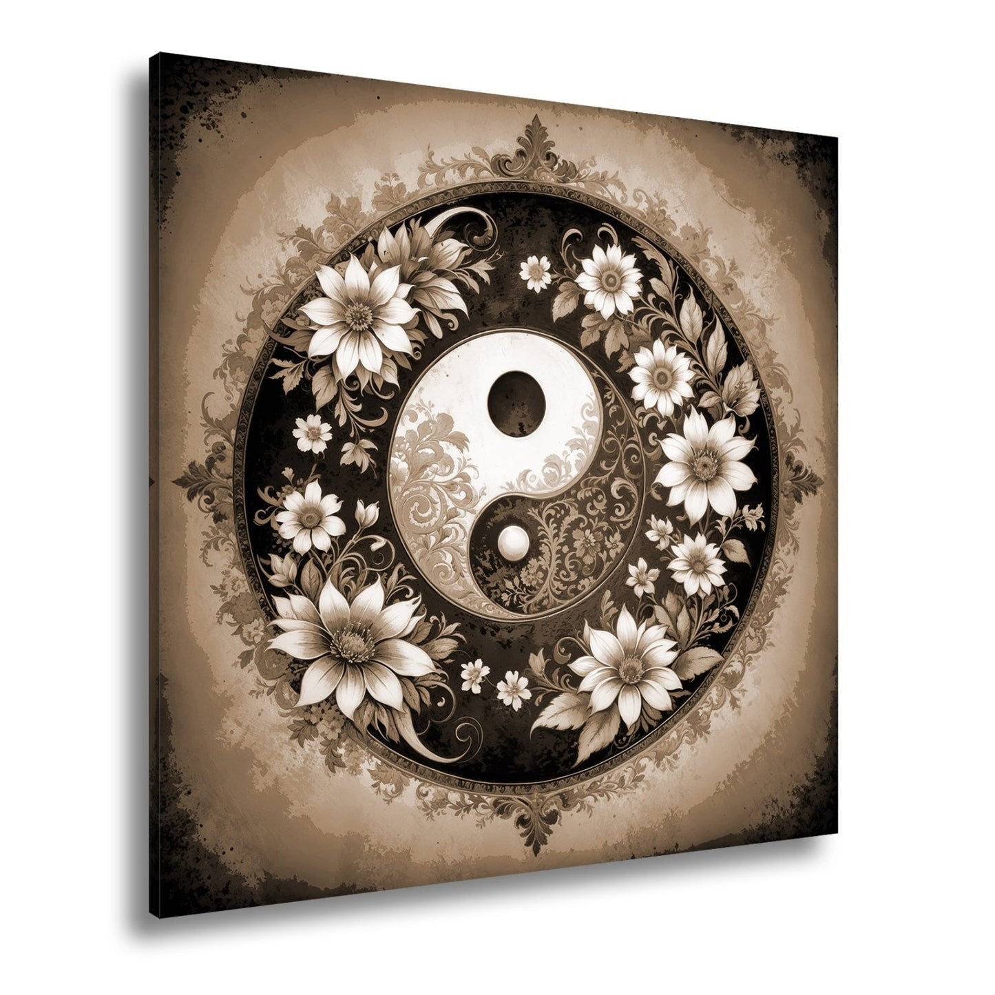 Leinwandbild Yin und Yang blühen in zarter floraler Harmonie - deyoli
