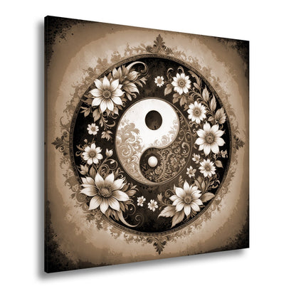 Leinwandbild Yin und Yang blühen in zarter floraler Harmonie - deyoli