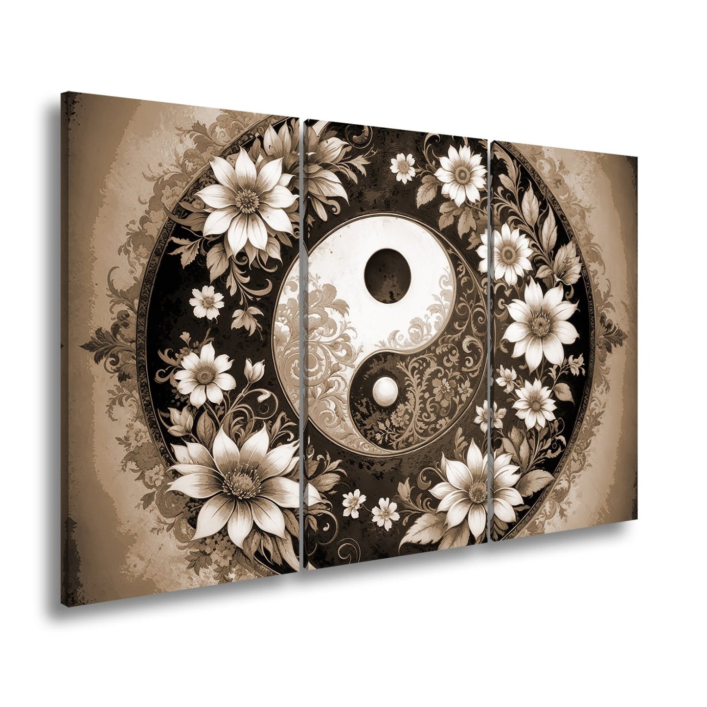 Leinwandbild Yin und Yang blühen in zarter floraler Harmonie - deyoli