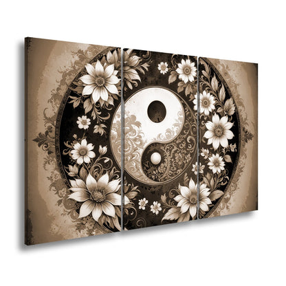 Leinwandbild Yin und Yang blühen in zarter floraler Harmonie - deyoli