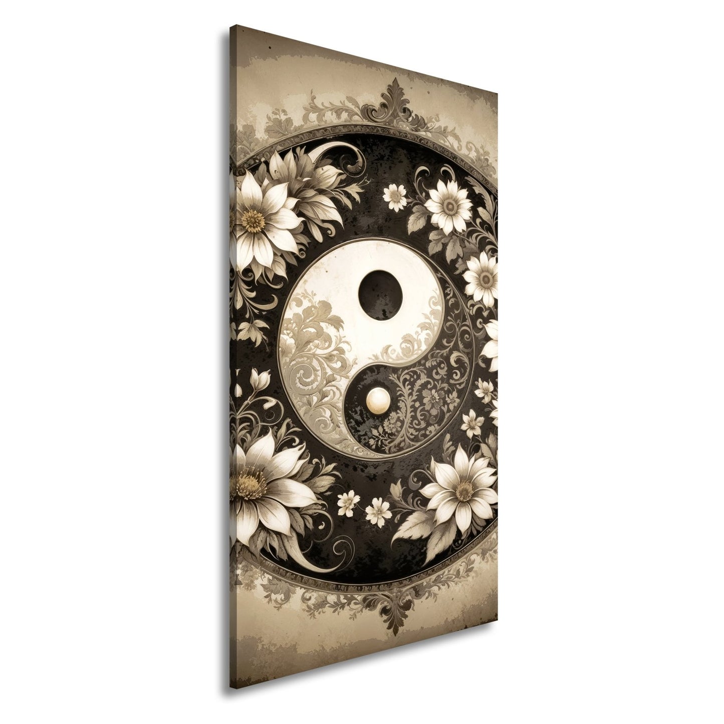 Leinwandbild Yin und Yang blühen in zarter floraler Harmonie - deyoli