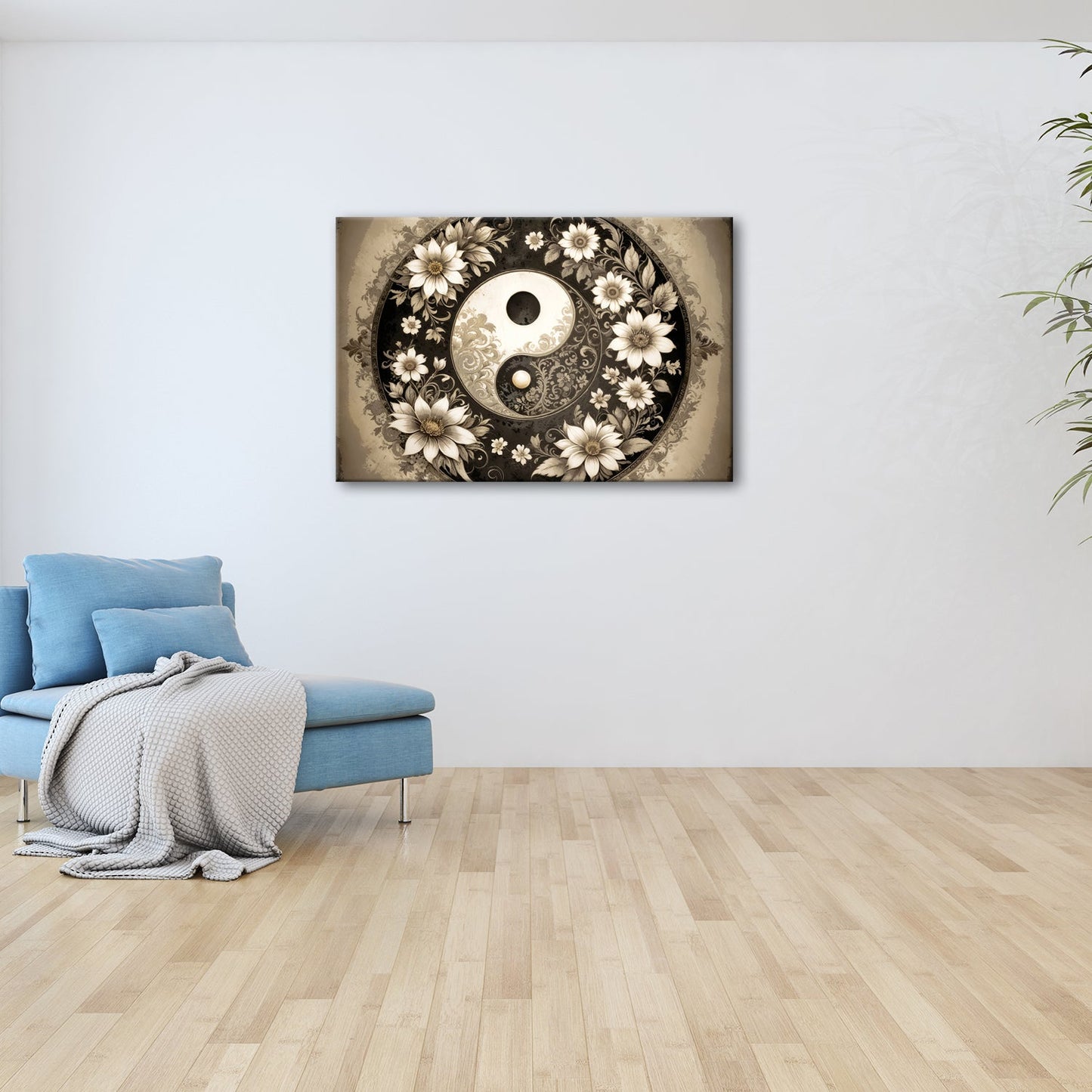 Leinwandbild Yin und Yang blühen in zarter floraler Harmonie - deyoli