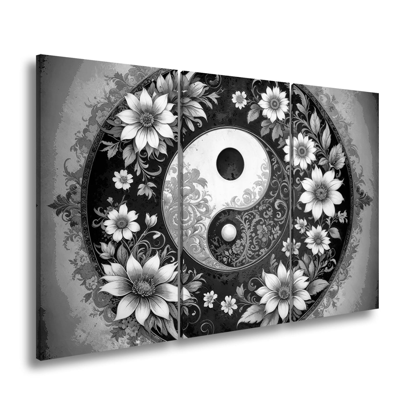 Leinwandbild Yin und Yang blühen in zarter floraler Harmonie - deyoli