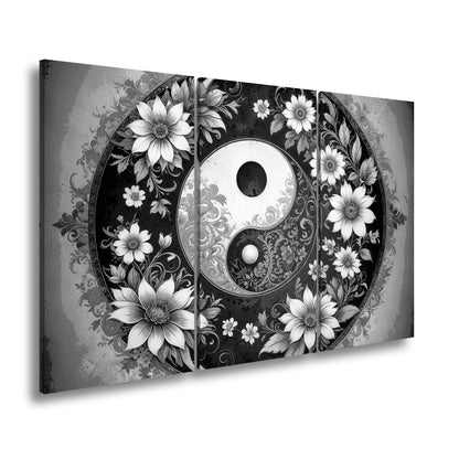Leinwandbild Yin und Yang blühen in zarter floraler Harmonie - deyoli