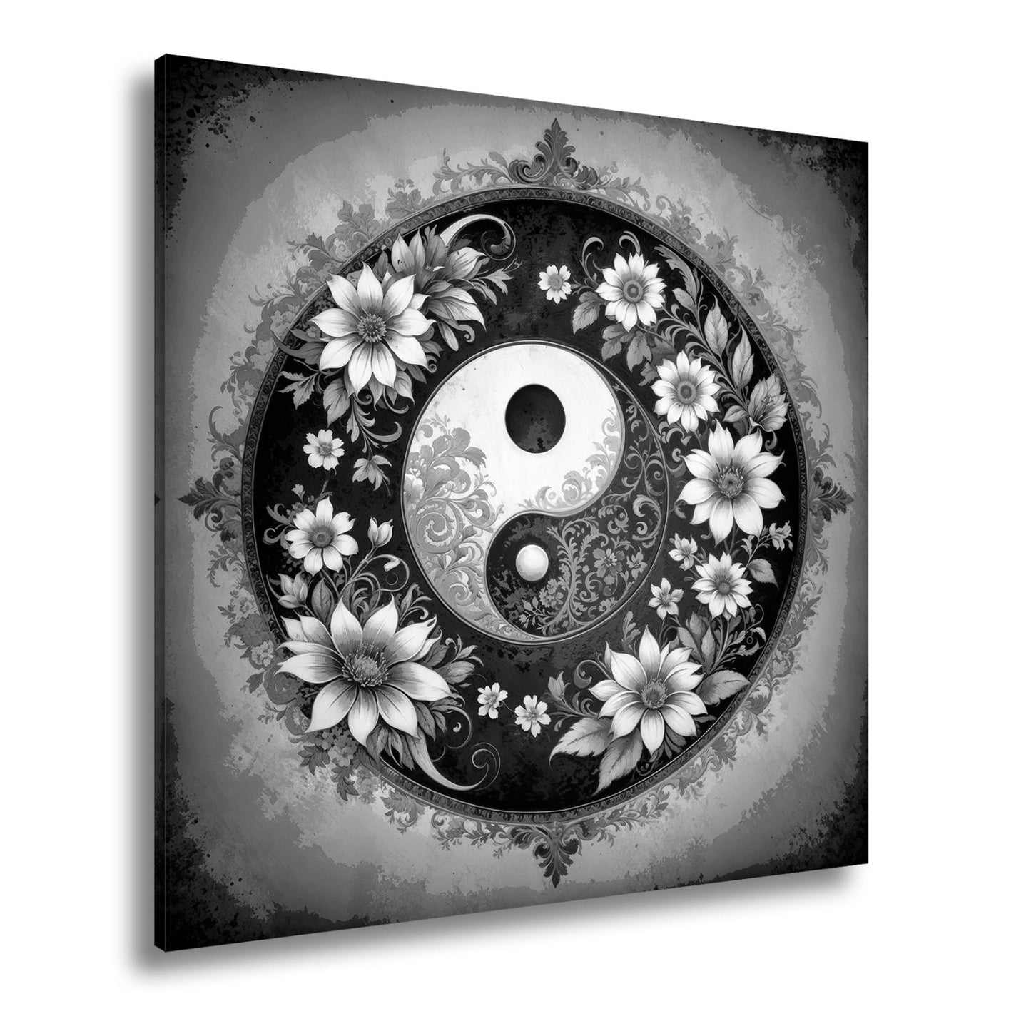 Leinwandbild Yin und Yang blühen in zarter floraler Harmonie - deyoli