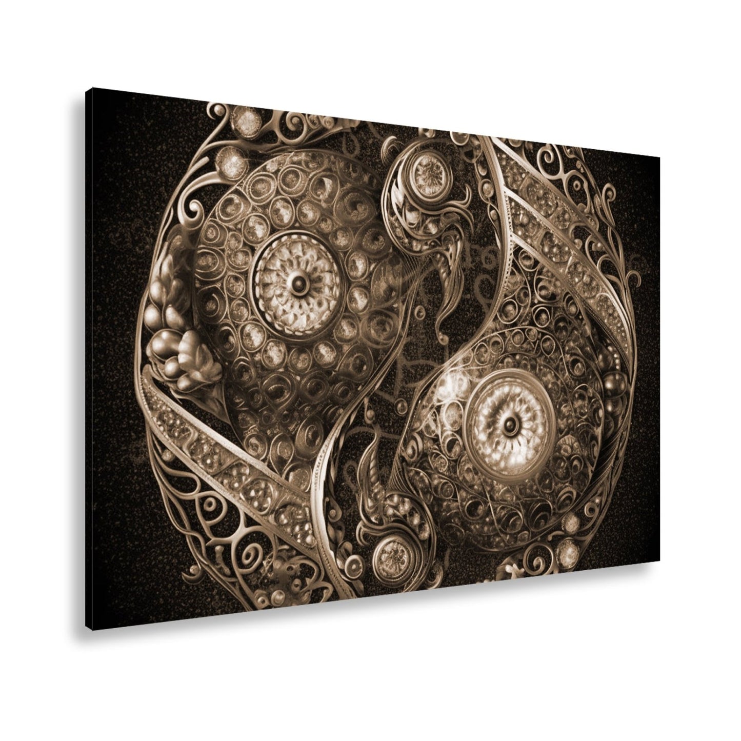Leinwandbild Yin - Yang XXL – Aus Edelsteinen in kunstvoller Ornamentik - deyoli