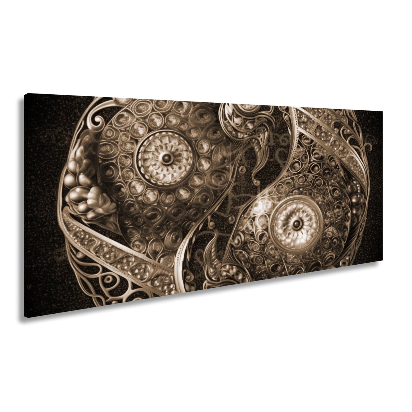Leinwandbild Yin - Yang XXL – Aus Edelsteinen in kunstvoller Ornamentik - deyoli