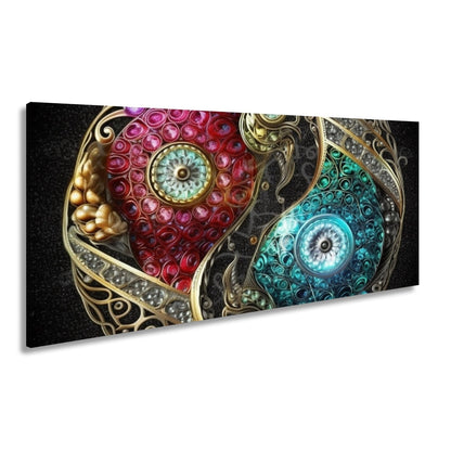 Leinwandbild Yin - Yang XXL – Aus Edelsteinen in kunstvoller Ornamentik - deyoli