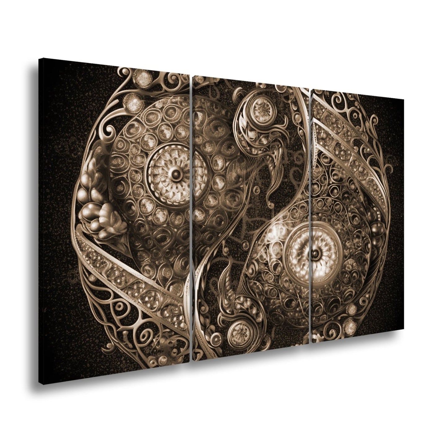 Leinwandbild Yin - Yang XXL – Aus Edelsteinen in kunstvoller Ornamentik - deyoli