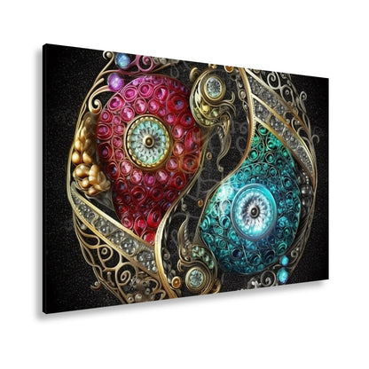 Leinwandbild Yin - Yang XXL – Aus Edelsteinen in kunstvoller Ornamentik - deyoli