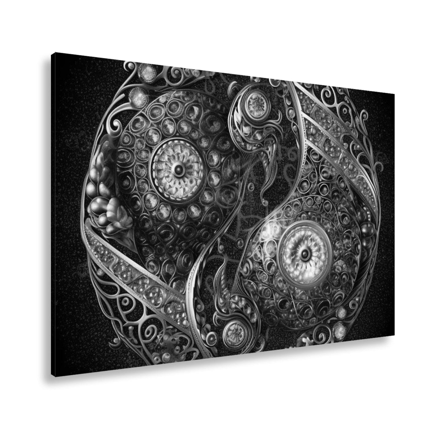 Leinwandbild Yin - Yang XXL – Aus Edelsteinen in kunstvoller Ornamentik - deyoli