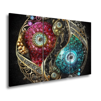 Leinwandbild Yin - Yang XXL – Aus Edelsteinen in kunstvoller Ornamentik - deyoli