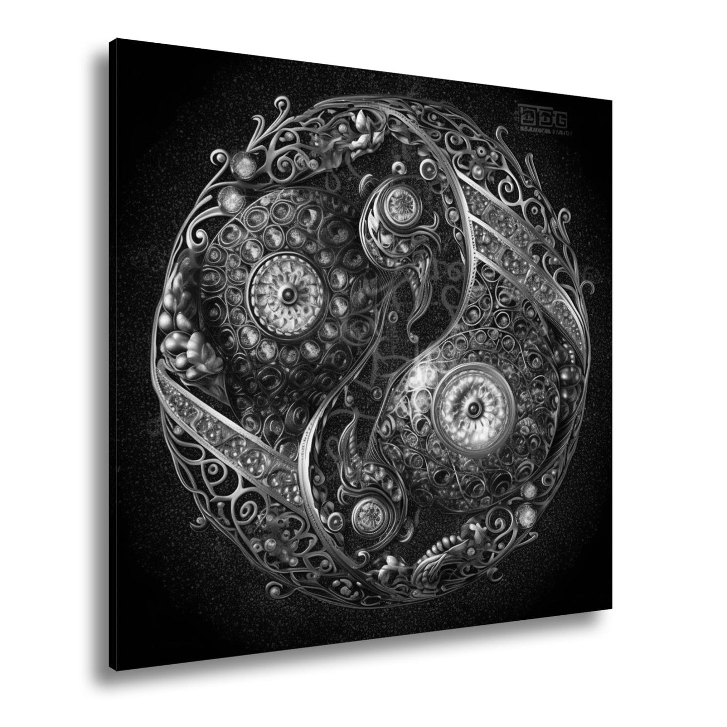 Leinwandbild Yin - Yang XXL – Aus Edelsteinen in kunstvoller Ornamentik - deyoli