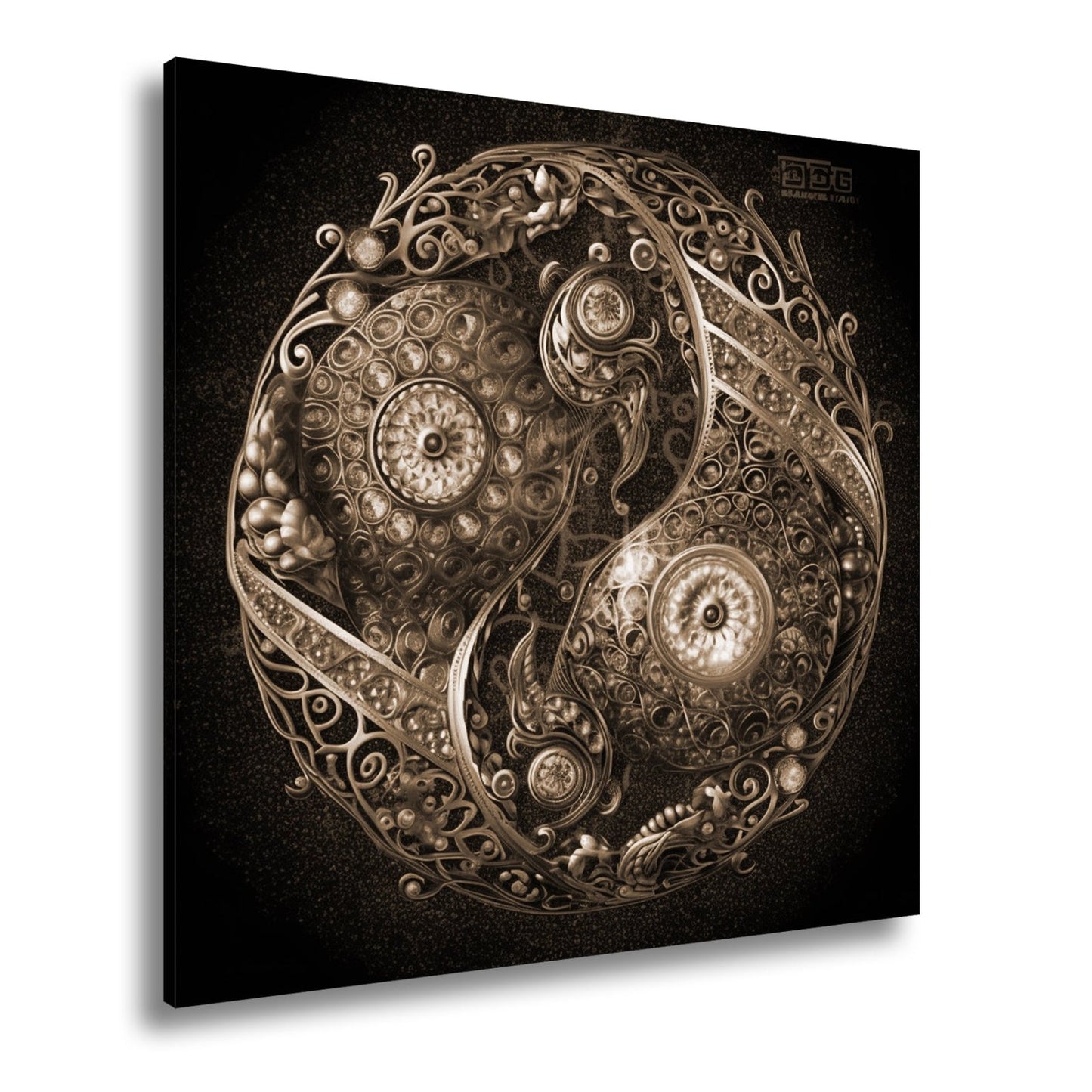 Leinwandbild Yin - Yang XXL – Aus Edelsteinen in kunstvoller Ornamentik - deyoli