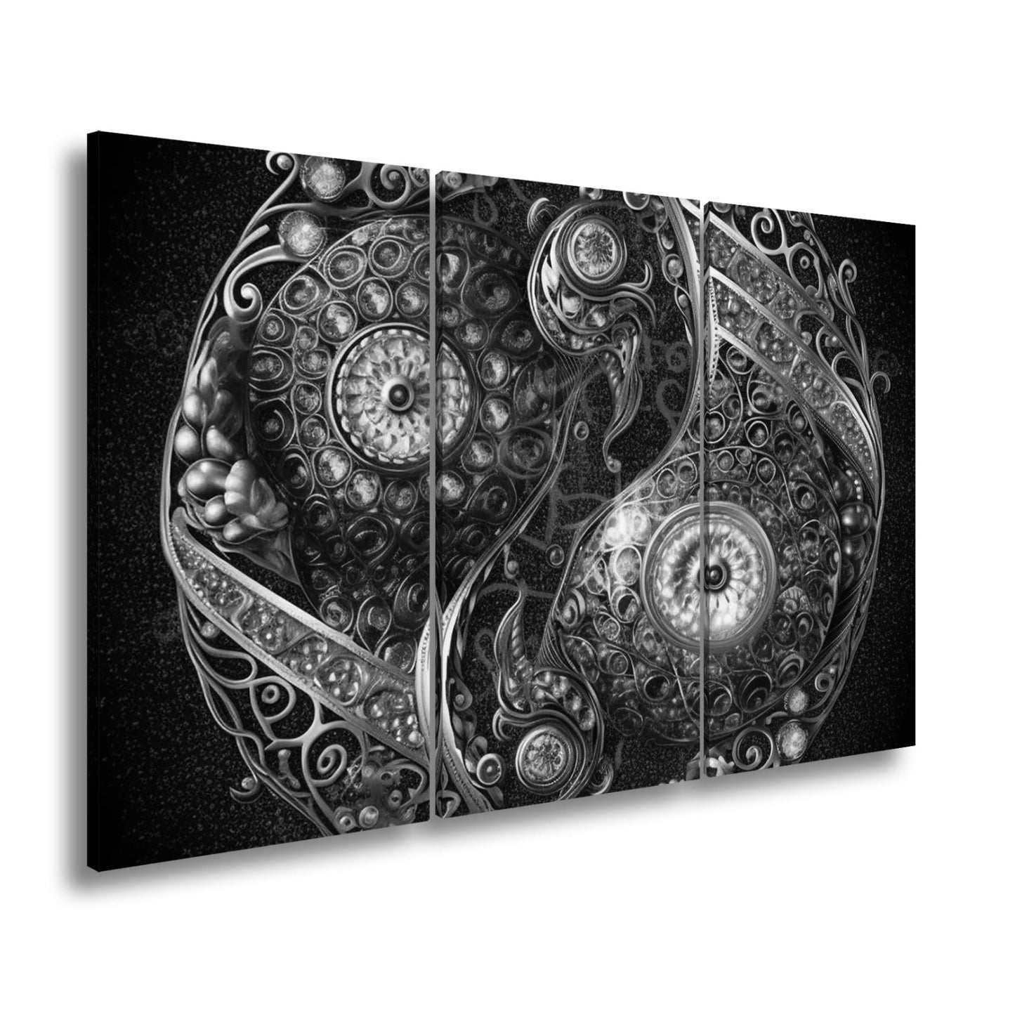 Leinwandbild Yin - Yang XXL – Aus Edelsteinen in kunstvoller Ornamentik - deyoli