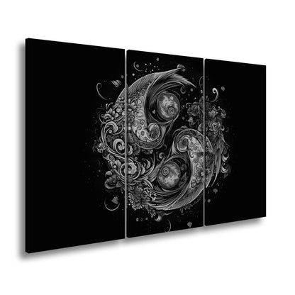 Leinwandbild Yin - Yang XXL – Floral in kunstvoller Ornamentik - deyoli