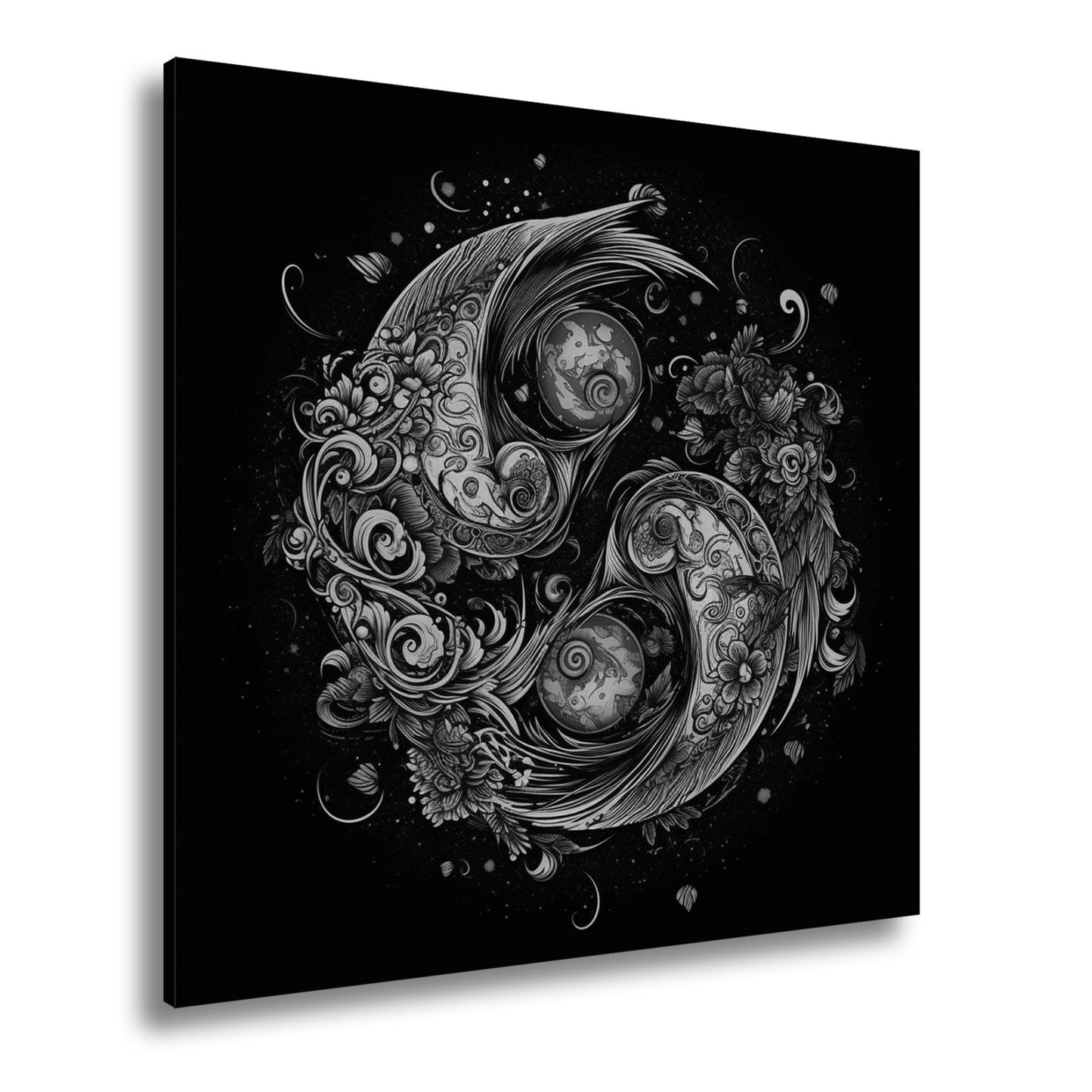 Leinwandbild Yin - Yang XXL – Floral in kunstvoller Ornamentik - deyoli