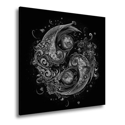 Leinwandbild Yin - Yang XXL – Floral in kunstvoller Ornamentik - deyoli