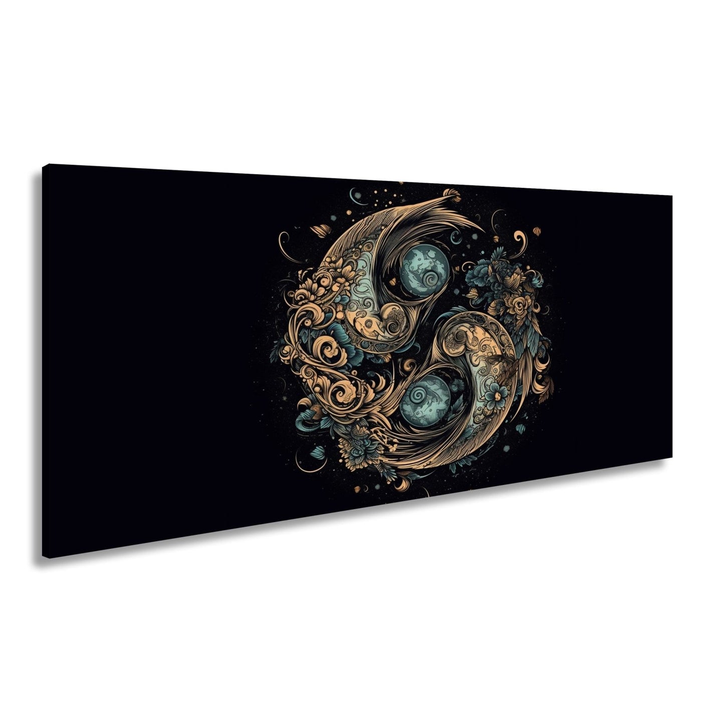 Leinwandbild Yin - Yang XXL – Floral in kunstvoller Ornamentik - deyoli