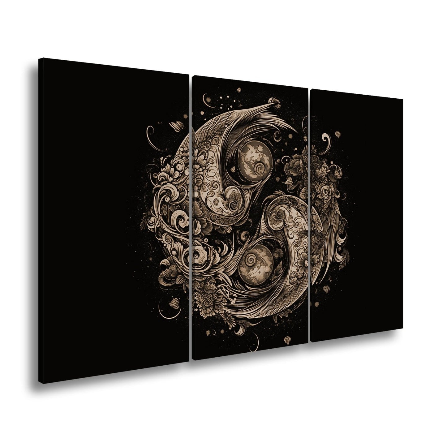 Leinwandbild Yin - Yang XXL – Floral in kunstvoller Ornamentik - deyoli
