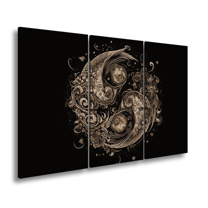 Leinwandbild Yin - Yang XXL – Floral in kunstvoller Ornamentik - deyoli