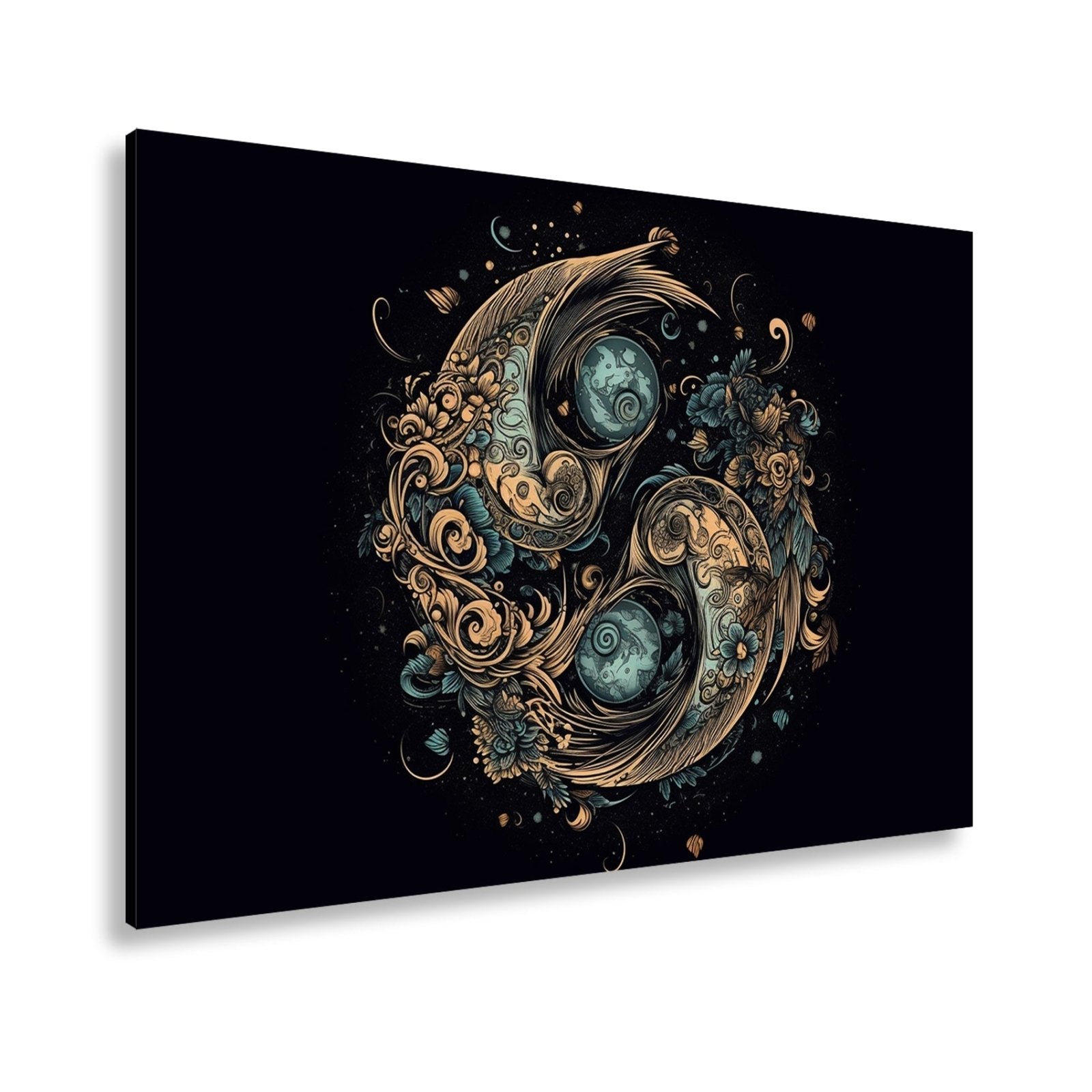 Leinwandbild Yin - Yang XXL – Floral in kunstvoller Ornamentik - deyoli