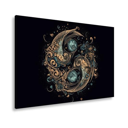 Leinwandbild Yin - Yang XXL – Floral in kunstvoller Ornamentik - deyoli