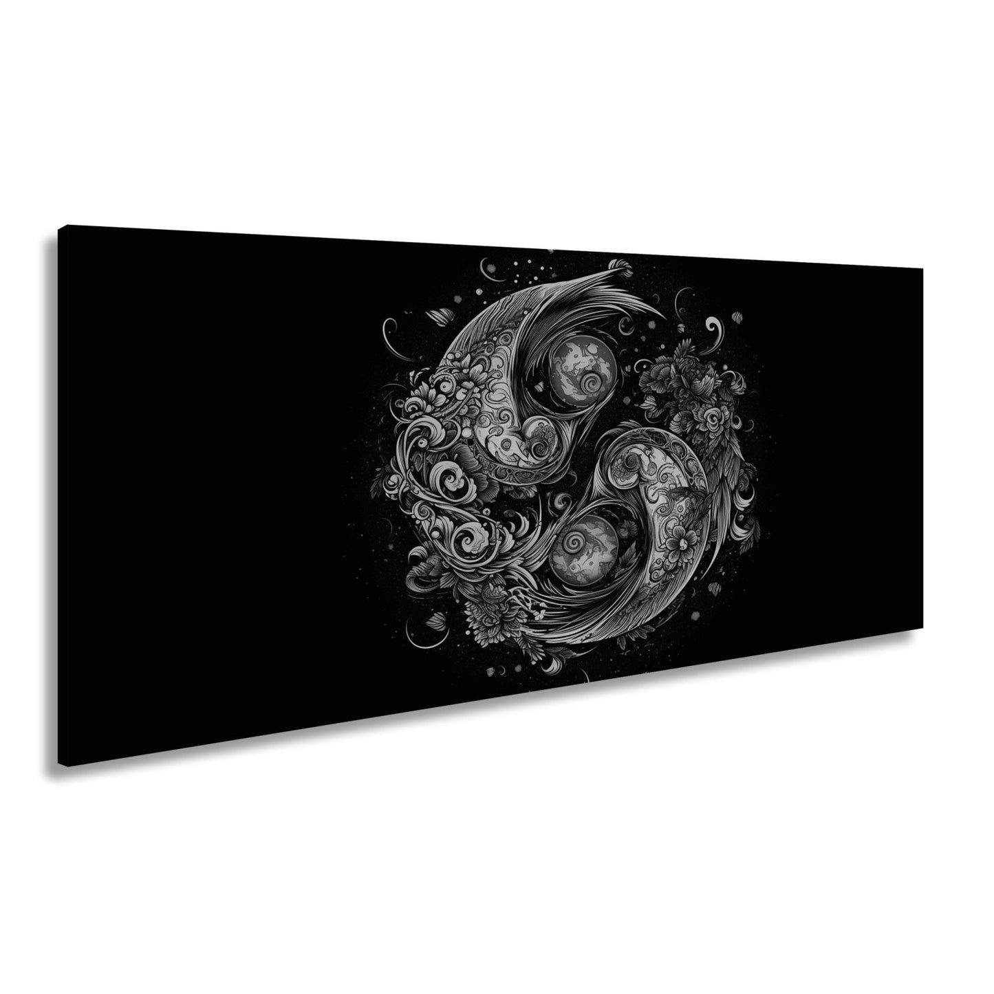 Leinwandbild Yin - Yang XXL – Floral in kunstvoller Ornamentik - deyoli