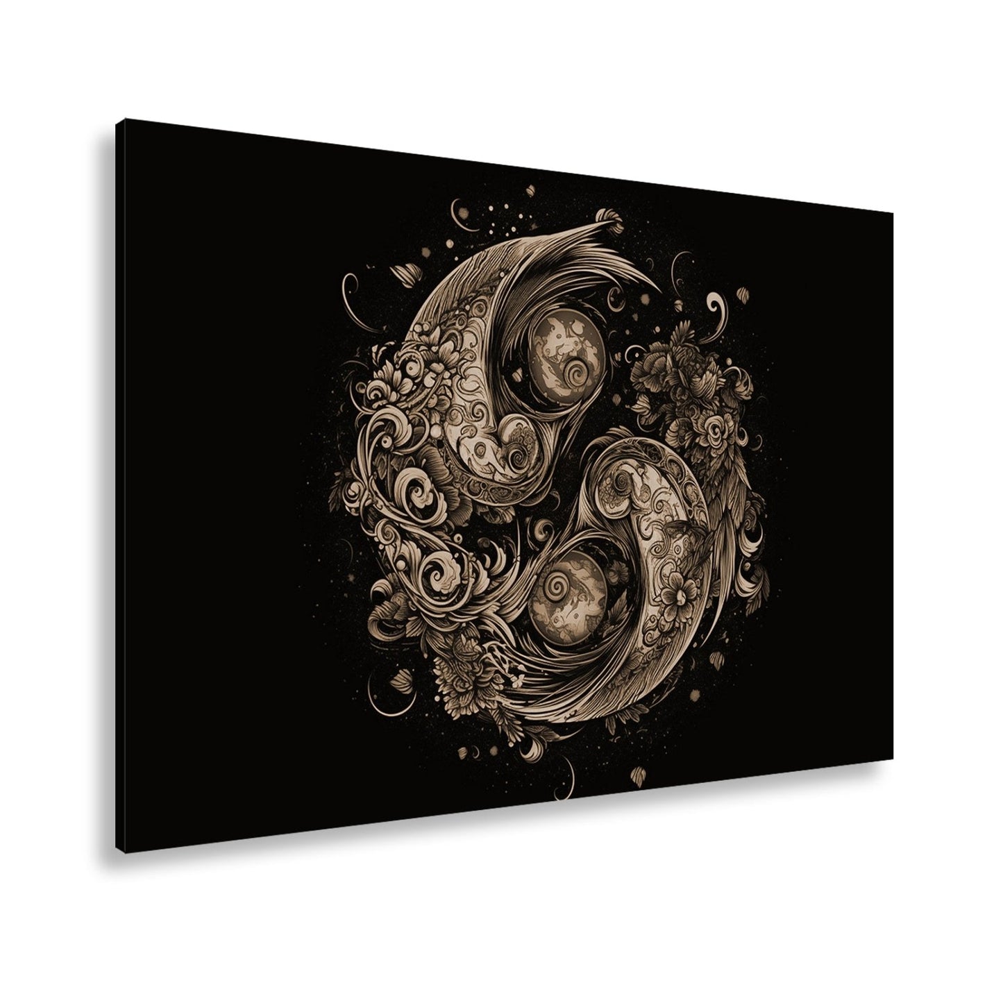 Leinwandbild Yin - Yang XXL – Floral in kunstvoller Ornamentik - deyoli