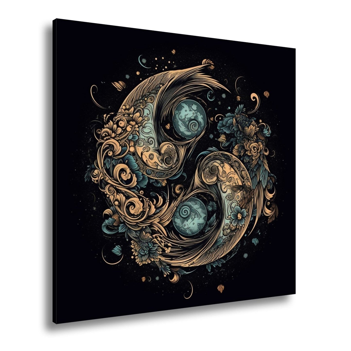 Leinwandbild Yin - Yang XXL – Floral in kunstvoller Ornamentik - deyoli