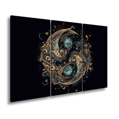 Leinwandbild Yin - Yang XXL – Floral in kunstvoller Ornamentik - deyoli