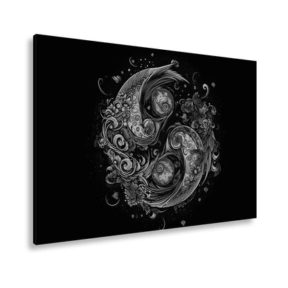 Leinwandbild Yin - Yang XXL – Floral in kunstvoller Ornamentik - deyoli