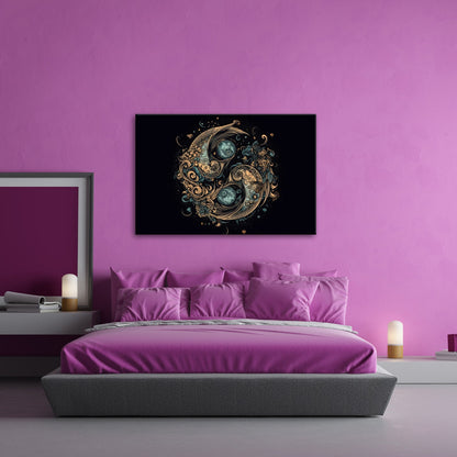 Leinwandbild Yin - Yang XXL – Floral in kunstvoller Ornamentik - deyoli