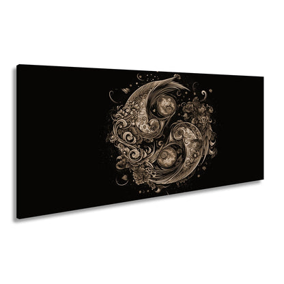 Leinwandbild Yin - Yang XXL – Floral in kunstvoller Ornamentik - deyoli