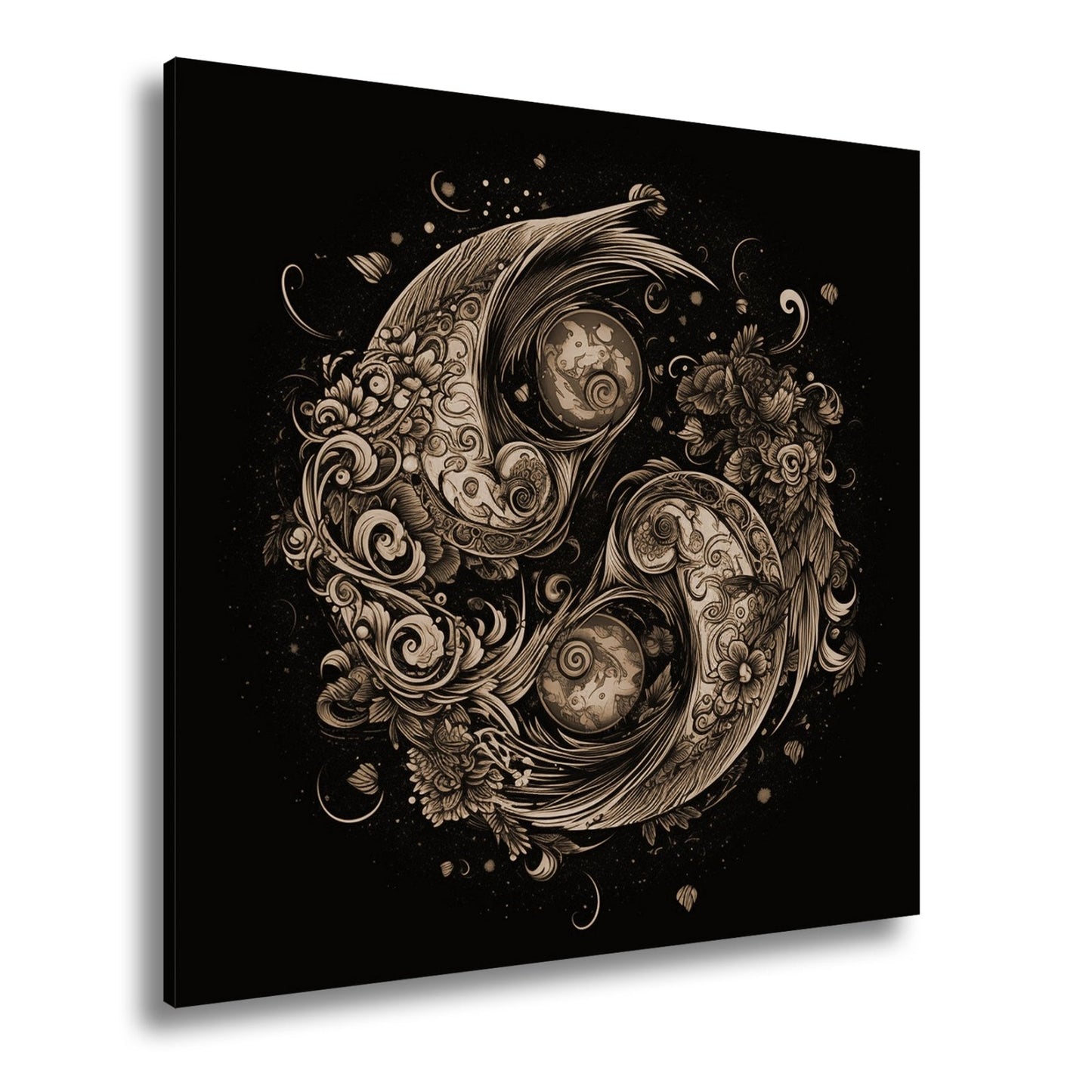 Leinwandbild Yin - Yang XXL – Floral in kunstvoller Ornamentik - deyoli