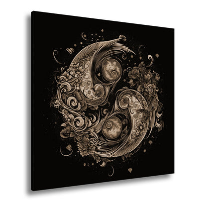 Leinwandbild Yin - Yang XXL – Floral in kunstvoller Ornamentik - deyoli