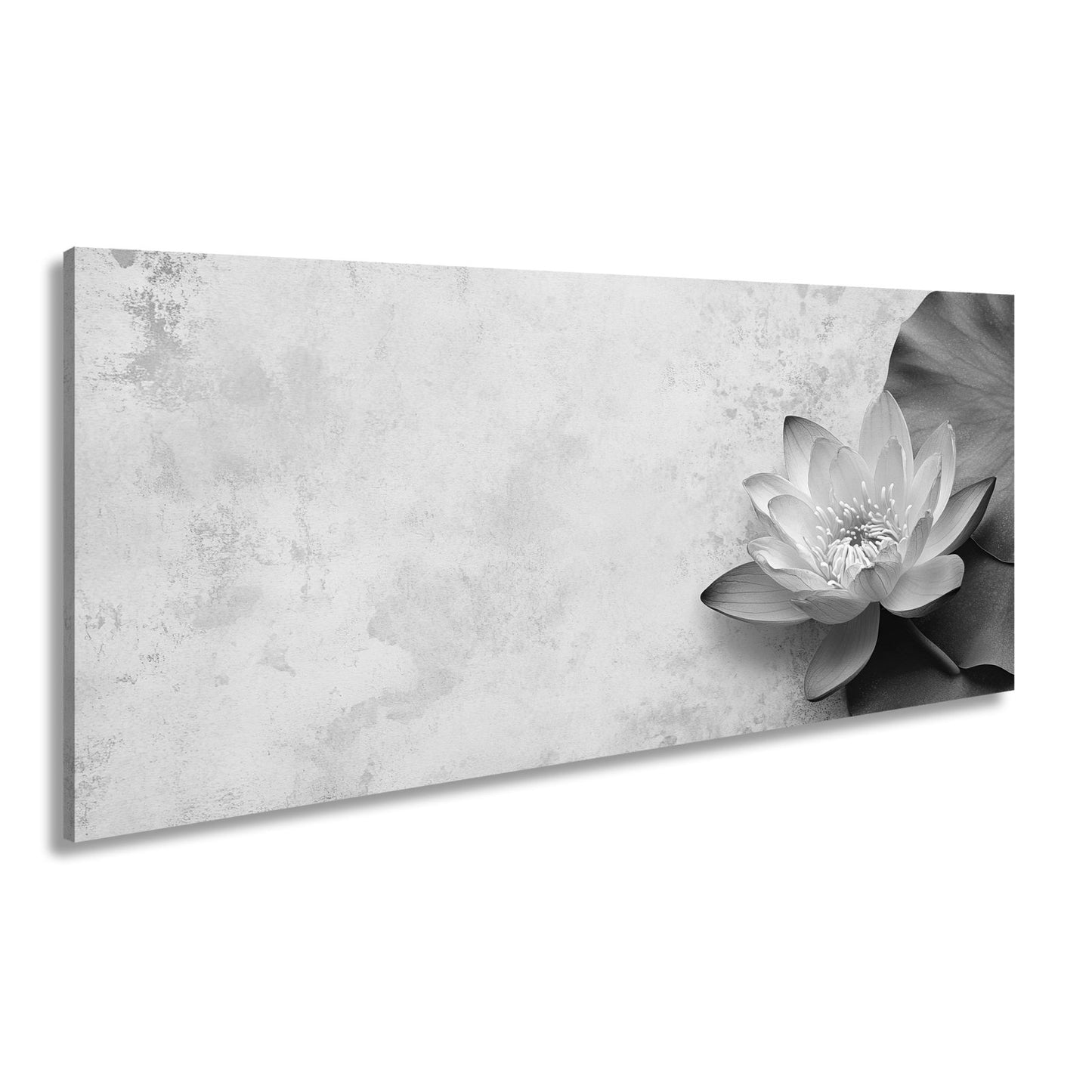 Leinwandbild Zarte Lotusblüte ruht auf pastellfarbenem Wassergrund. - deyoli