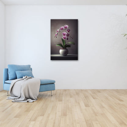 Leinwandbild Zarte Orchidee erblüht elegant im sanften Studiolicht - deyoli