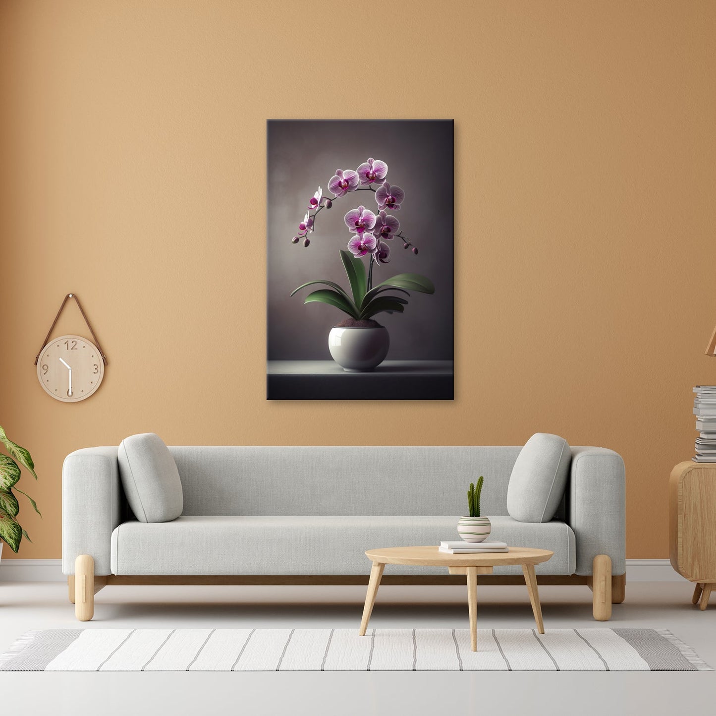 Leinwandbild Zarte Orchidee erblüht elegant im sanften Studiolicht - deyoli