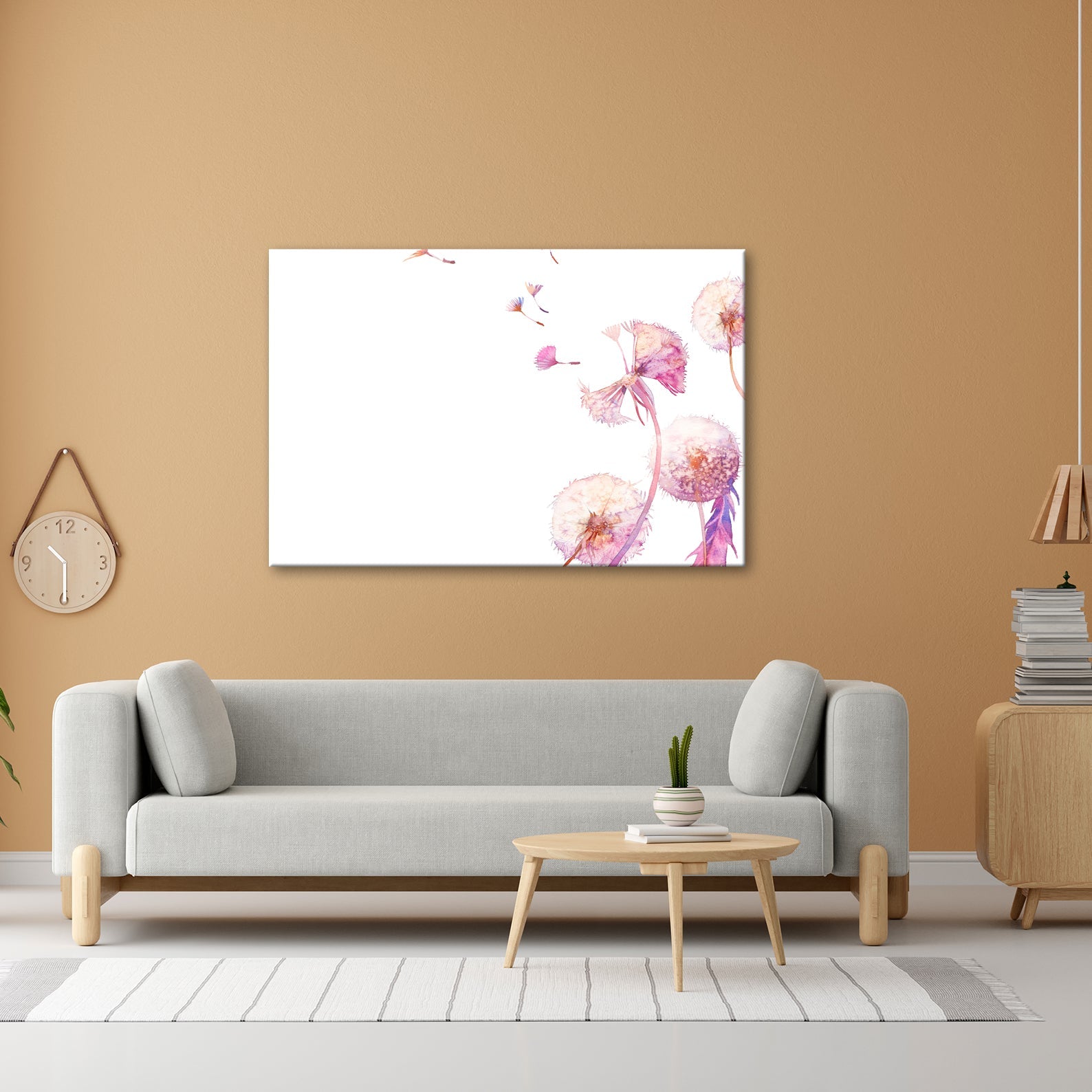 Leinwandbild Zarte Pusteblumen tanzen im Hauch der Aquarellträume. - deyoli