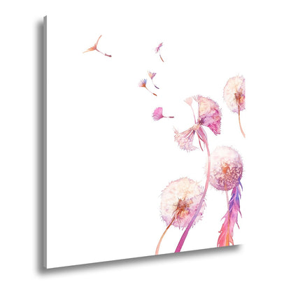 Leinwandbild Zarte Pusteblumen tanzen im Hauch der Aquarellträume. - deyoli