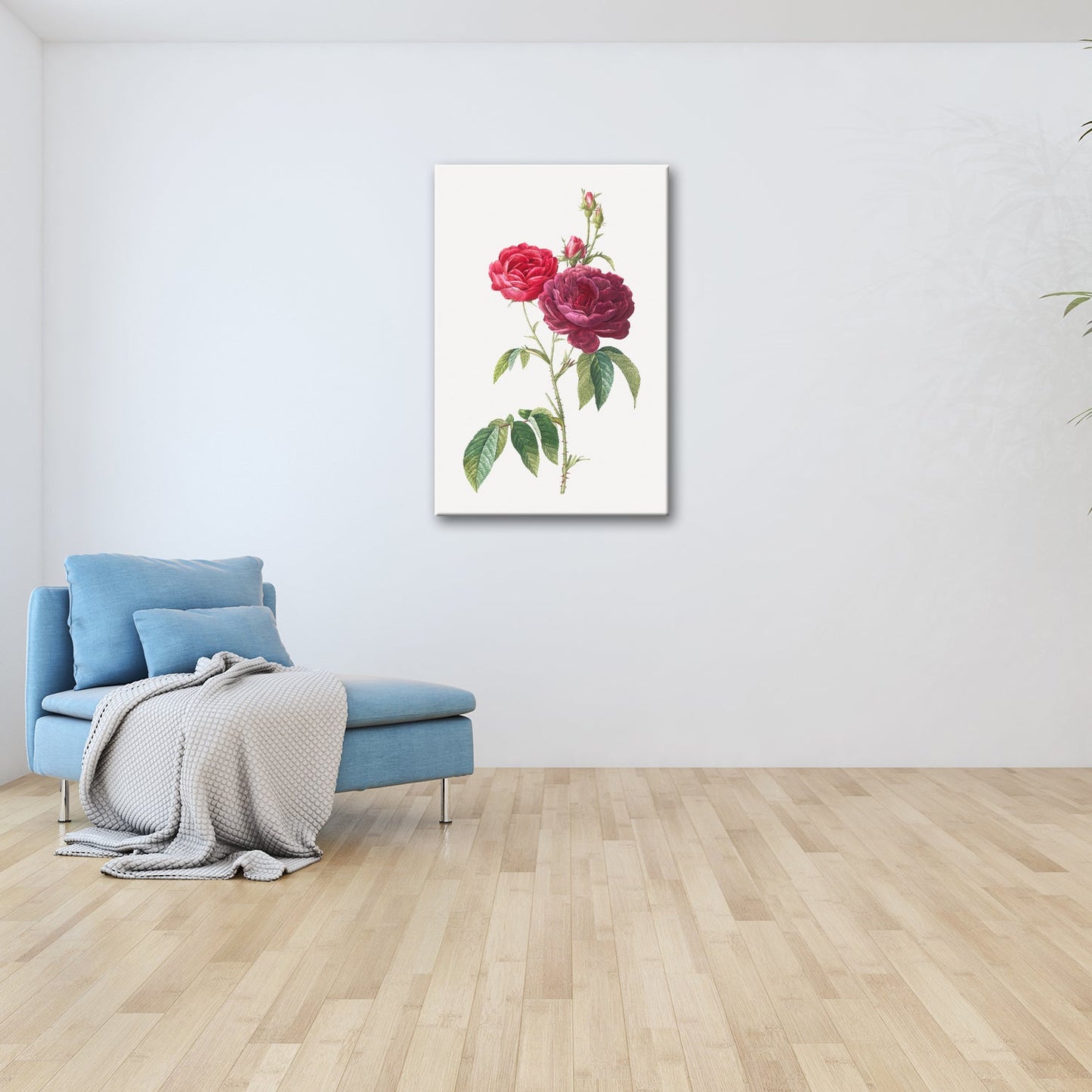 Leinwandbild Zarte Rosenblüten, klassisch illustriert in natürlicher Schönheit - deyoli