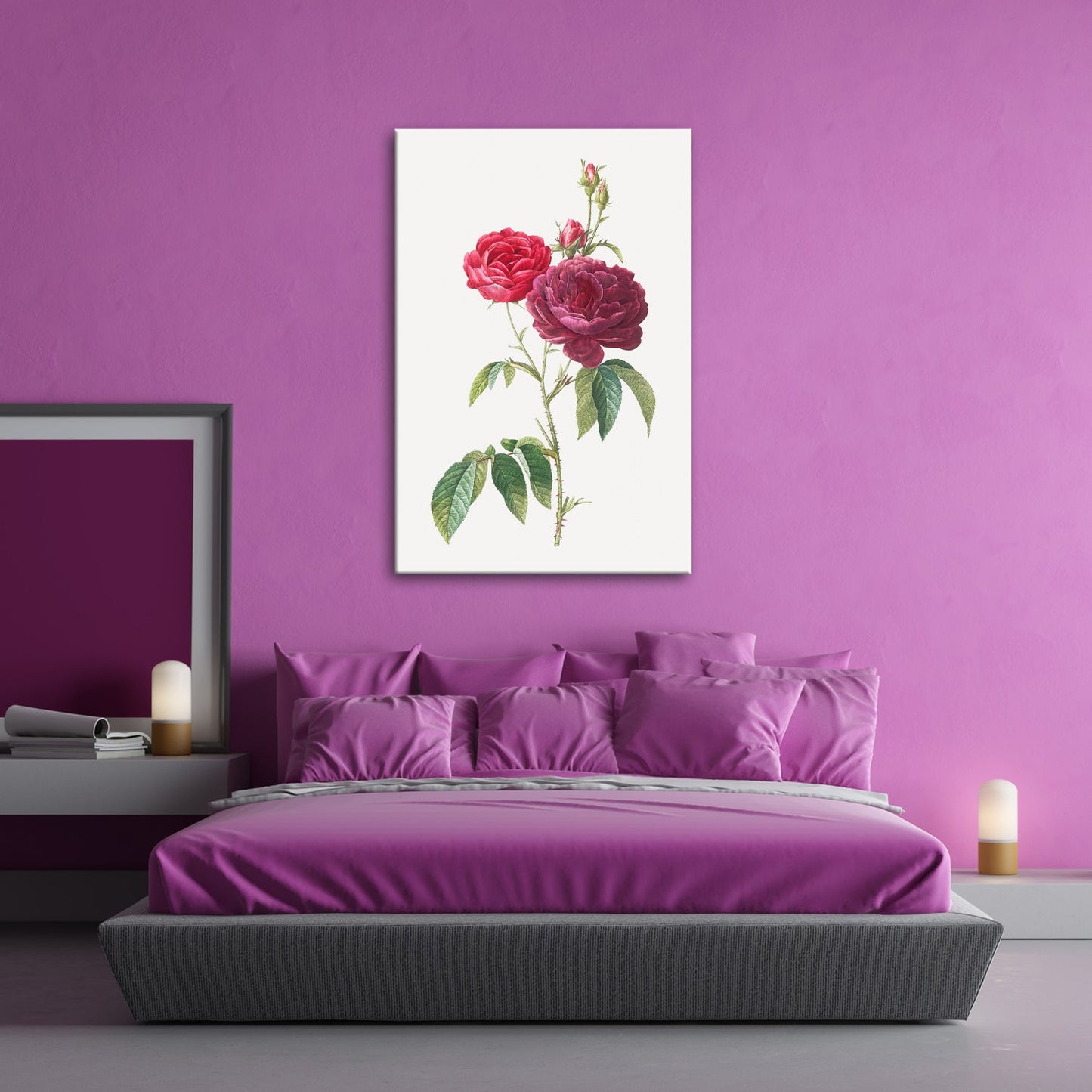 Leinwandbild Zarte Rosenblüten, klassisch illustriert in natürlicher Schönheit - deyoli