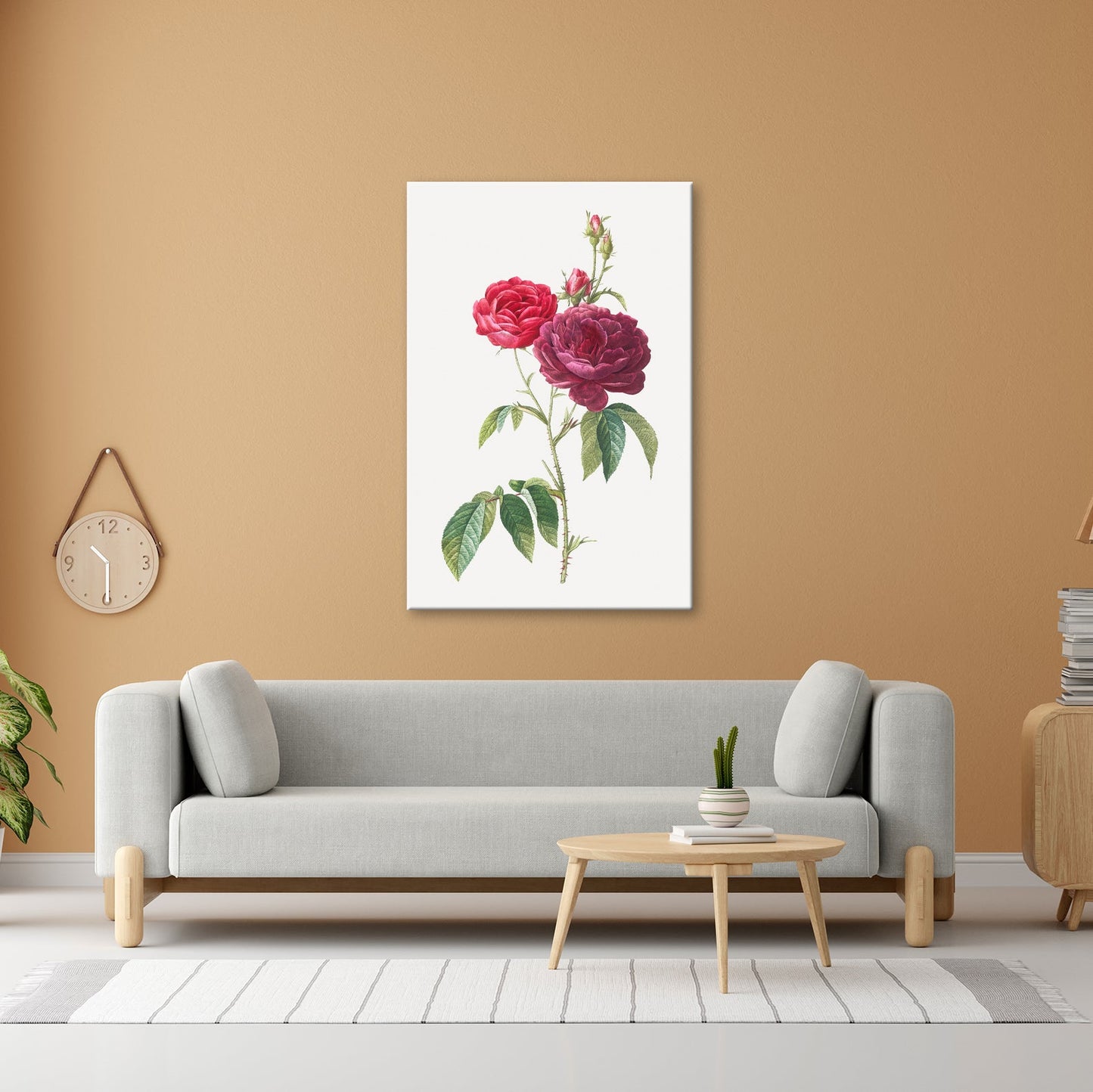 Leinwandbild Zarte Rosenblüten, klassisch illustriert in natürlicher Schönheit - deyoli