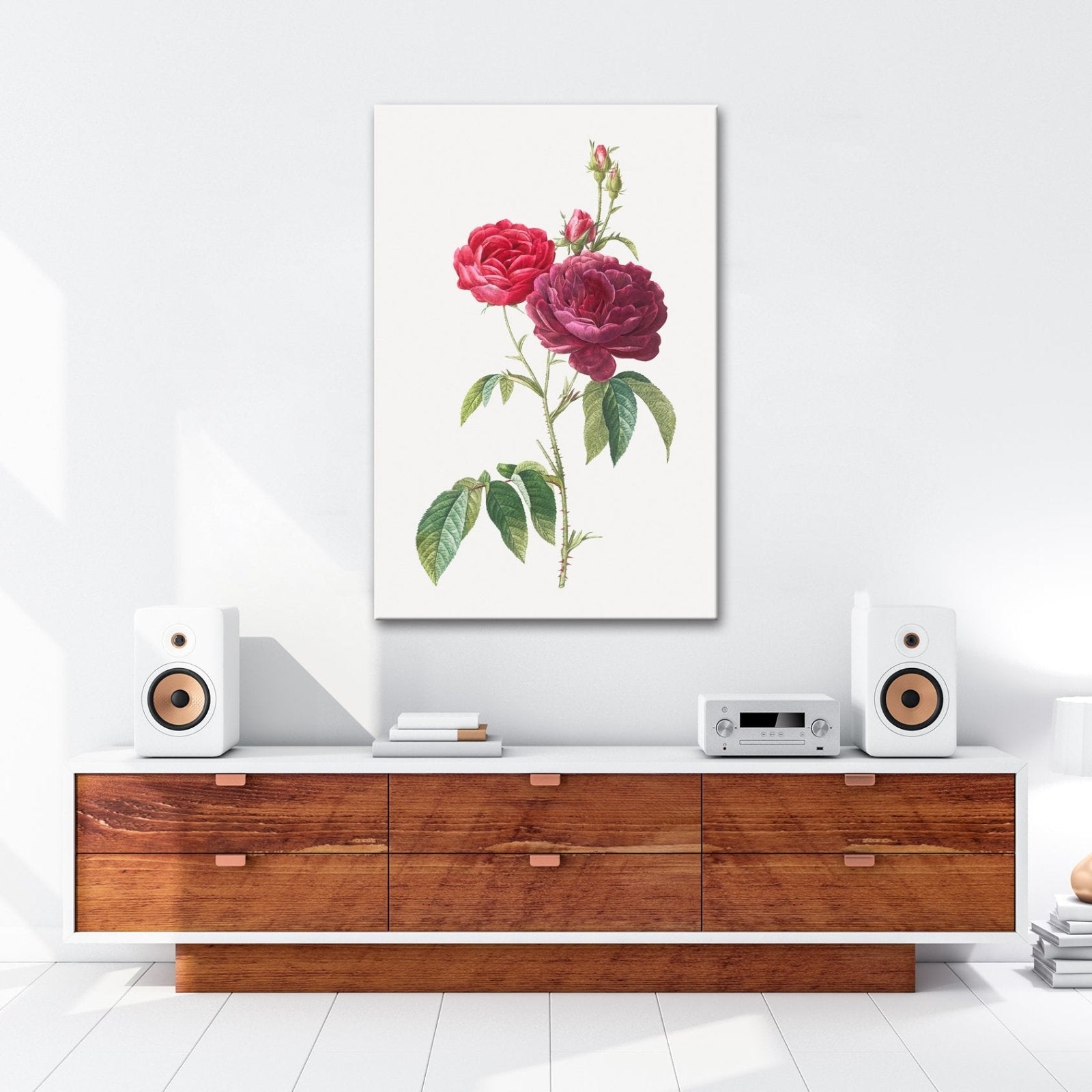 Leinwandbild Zarte Rosenblüten, klassisch illustriert in natürlicher Schönheit - deyoli