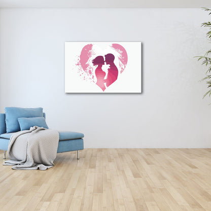 Leinwandbild Zartes Liebespaar im malerischen Herz aus Rosa - deyoli
