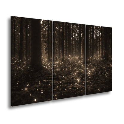 Leinwandbild Zauberwald XXL – Erleuchtet von tanzenden Lichtpunkten - deyoli