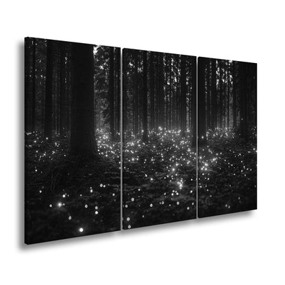 Leinwandbild Zauberwald XXL – Erleuchtet von tanzenden Lichtpunkten - deyoli