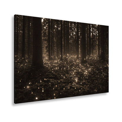 Leinwandbild Zauberwald XXL – Erleuchtet von tanzenden Lichtpunkten - deyoli